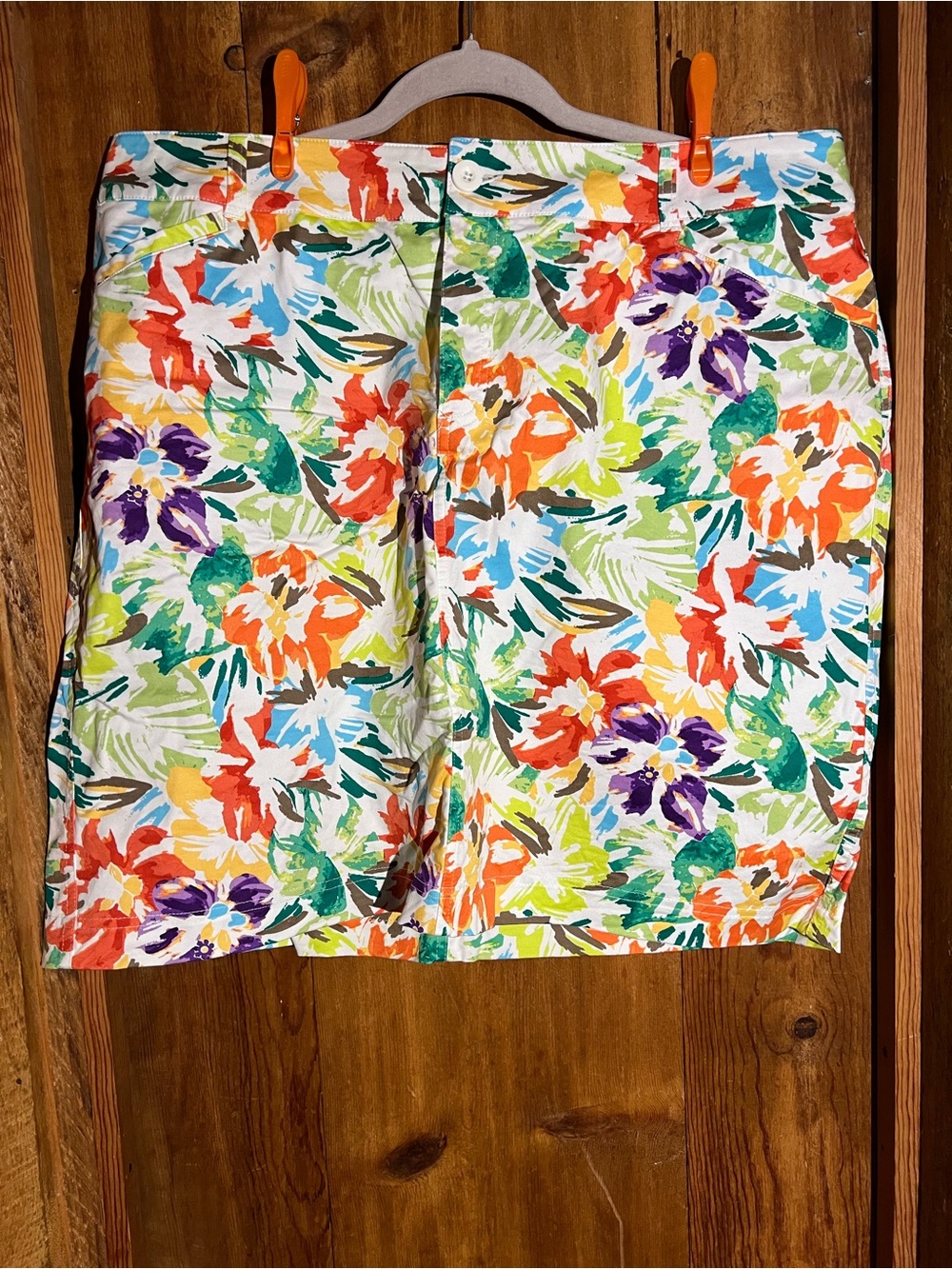 CJ Banks Floral Print Skort - White, Orange, Green, Purple, Blue